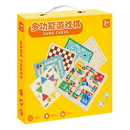 Cross-Border Wooden Flying Chess Checkers Chess 2-in-1 Multifunctional Parent-Child Interactive Board Game Children's Educational Toy